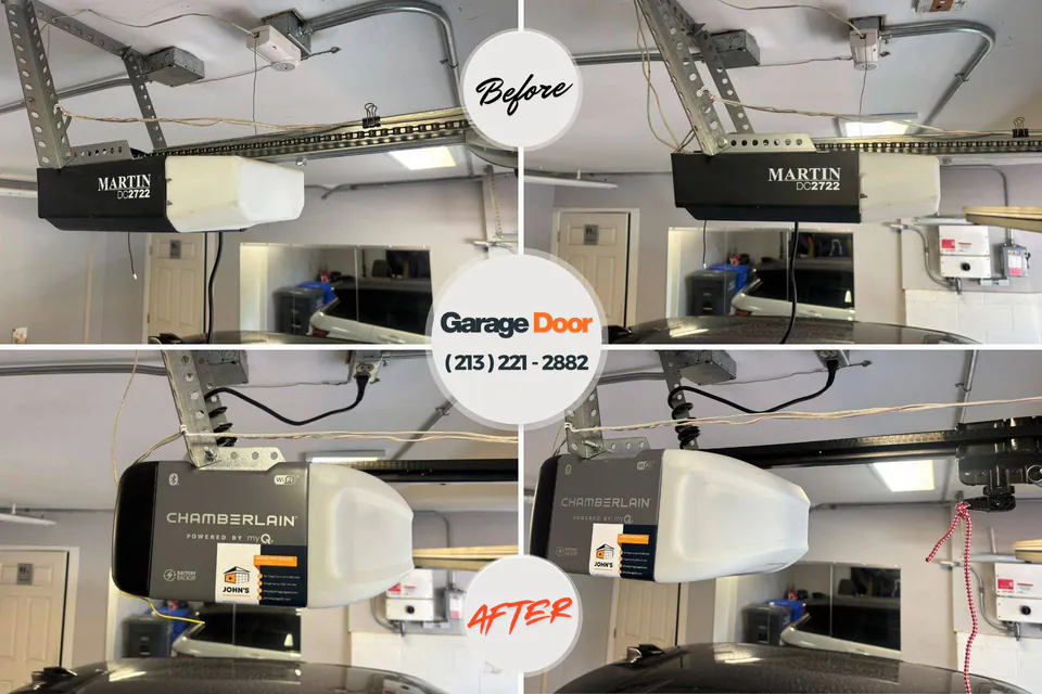 Before and after: garage door repair Wilton Center, CT